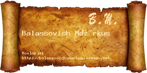 Balassovich Márkus névjegykártya